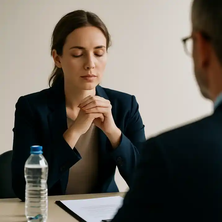 Kandidaat blijft kalm tijdens sollicitatiegesprek met recruiter